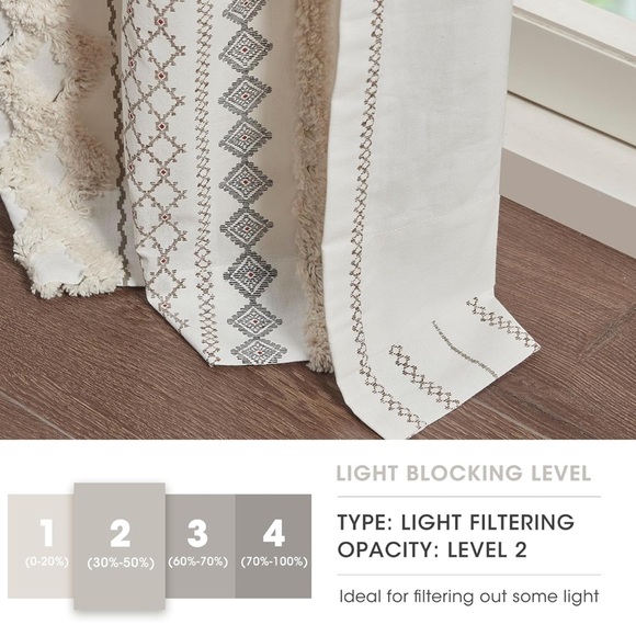 INK+IVY Ivory Chenille Stripe Curtains set of 2 - Picture 5 of 11